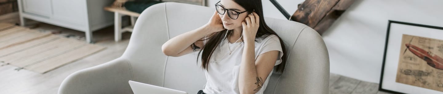 A woman having a video call